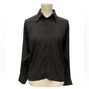 Ralph Lauren black label black bat wing long sleeve silk shirt Sz:8